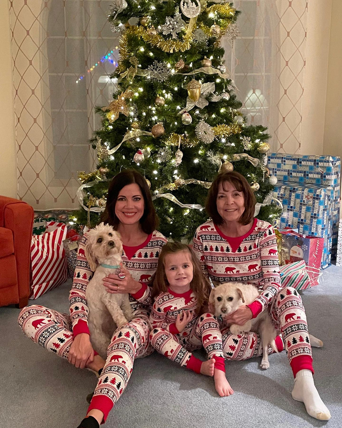 Cute Christmas Tree and Bear Matching Family Christmas Pajamas