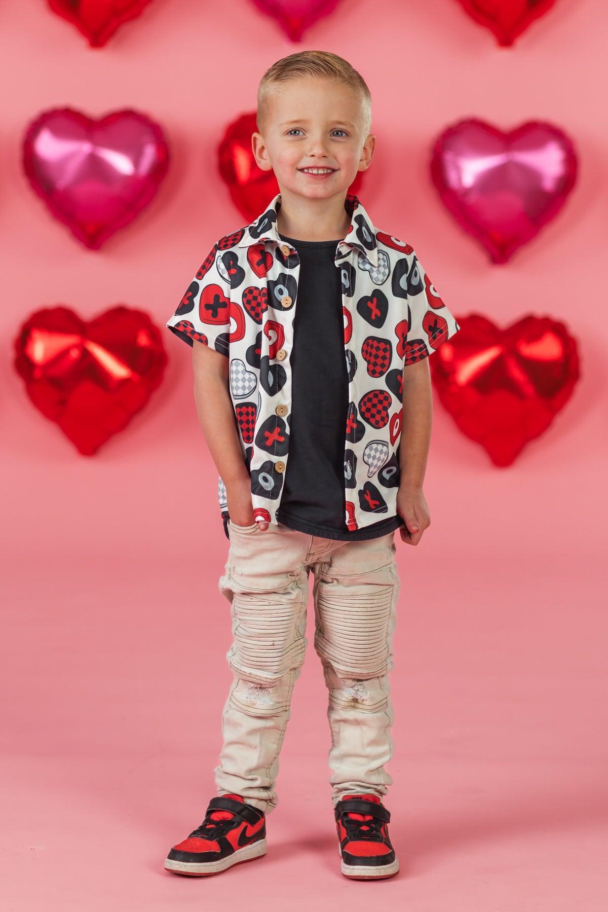 Candy Hearts Button Down Top