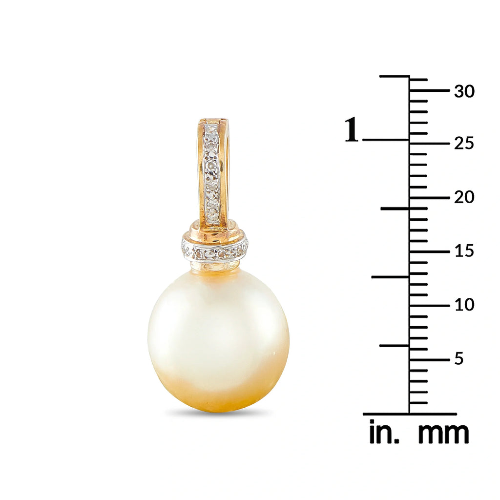 LB Exclusive 18K Yellow Gold 0.10ct Diamond and South Sea Pearl Pendant MF06-092226