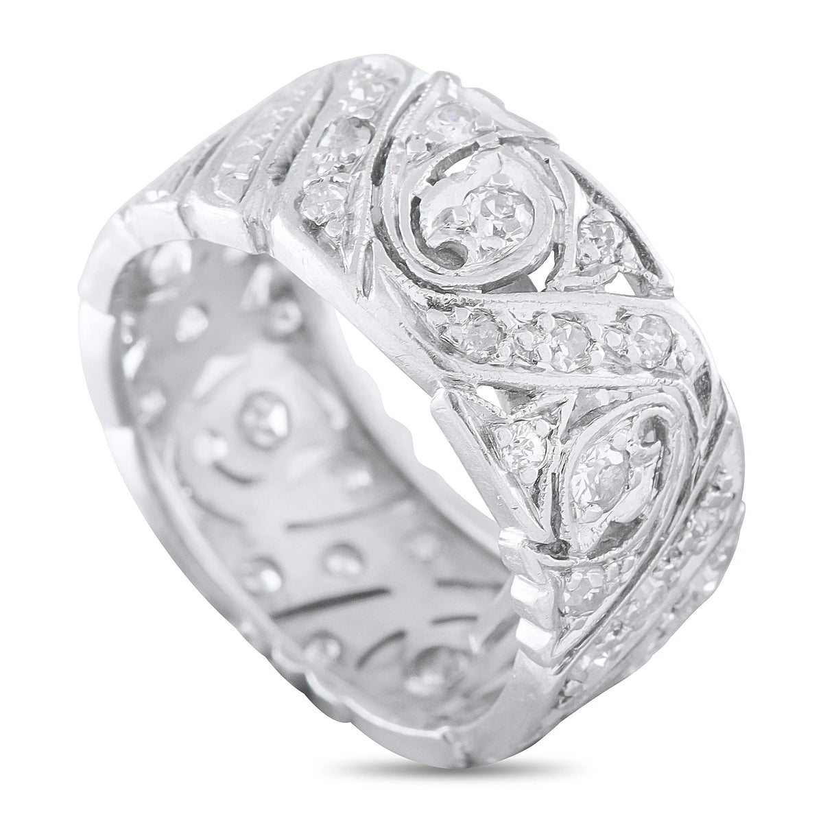 LB Exclusive Platinum 0.50ct Diamond Filigree Band Ring MF02-082526