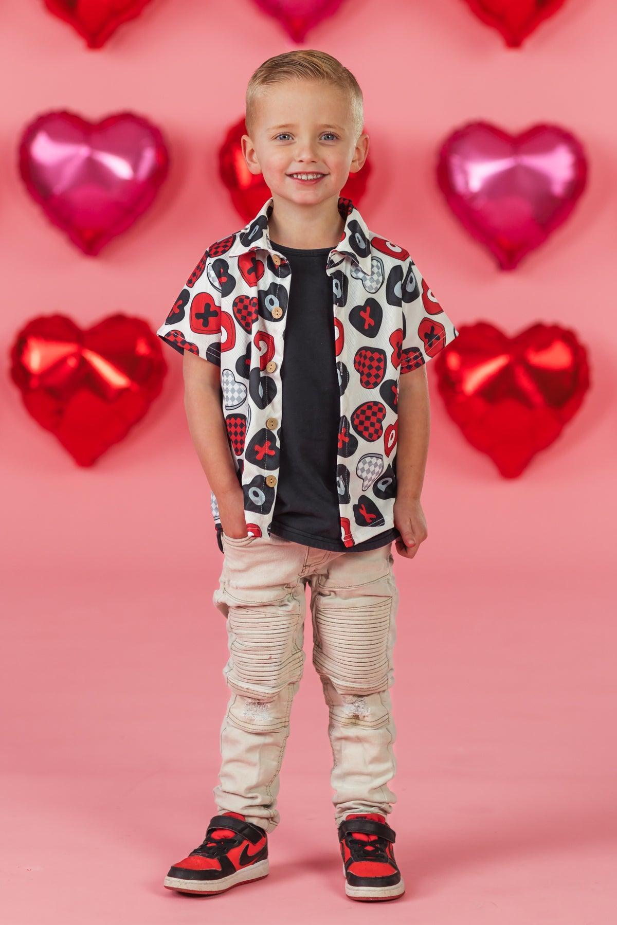 Candy Hearts Button Down Top