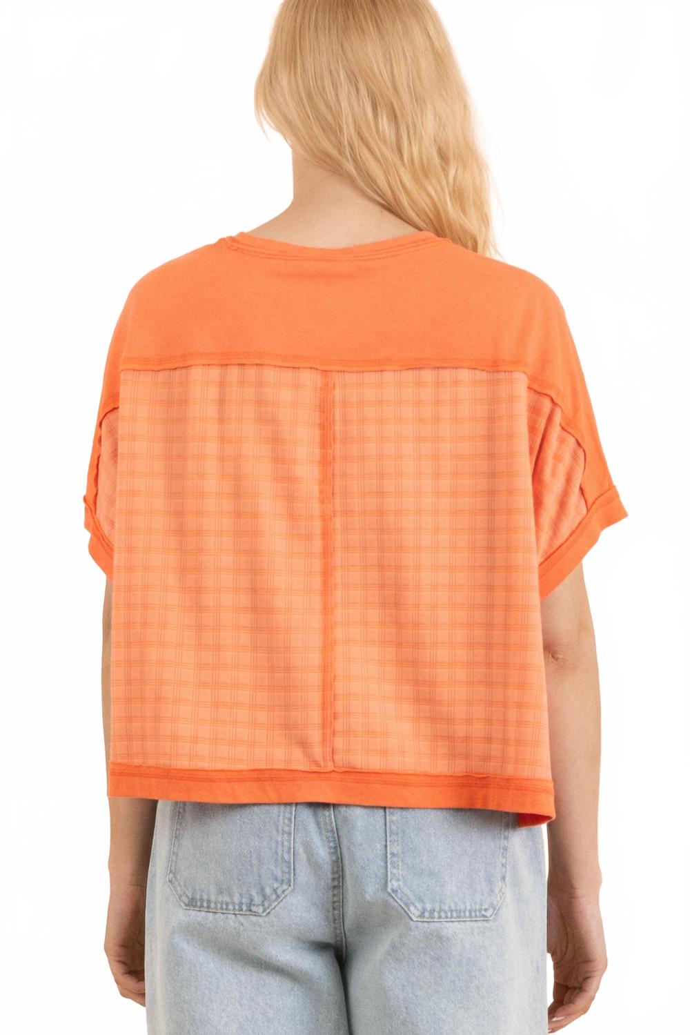 Tiny Squares Tee In Coral