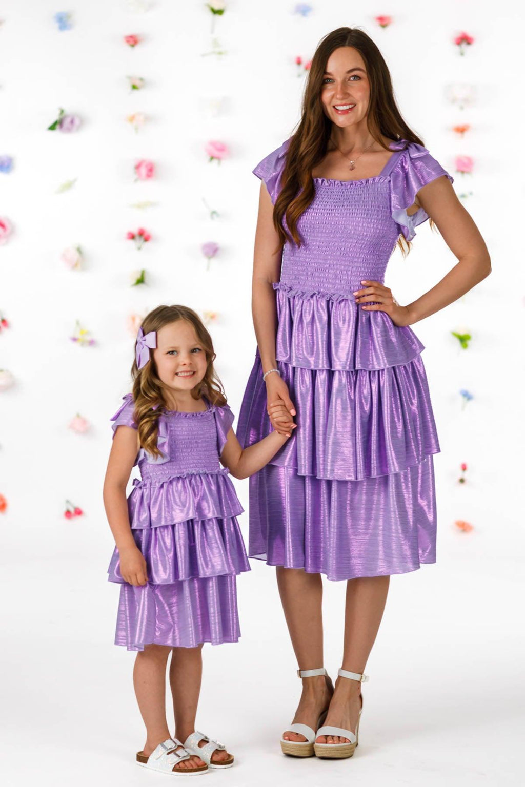 Mom & Me - Metallic Ruffle Dress