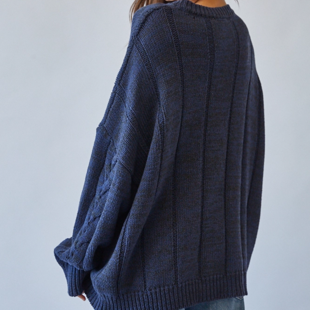 Marie Navy Cable Sweater