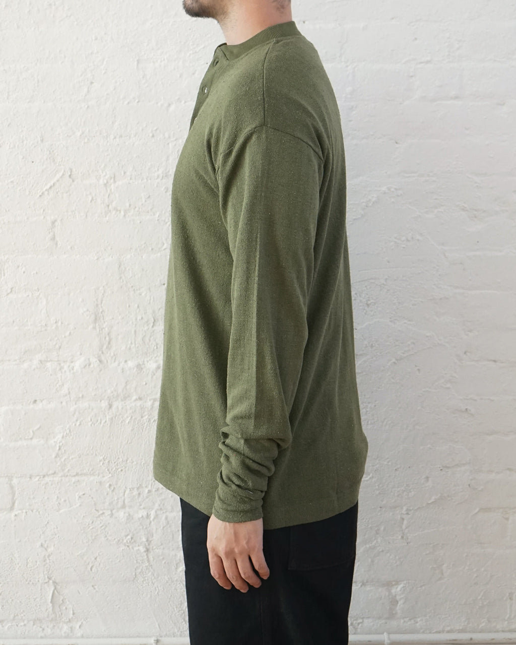 Silk Nep Henry Neck L/S / Green