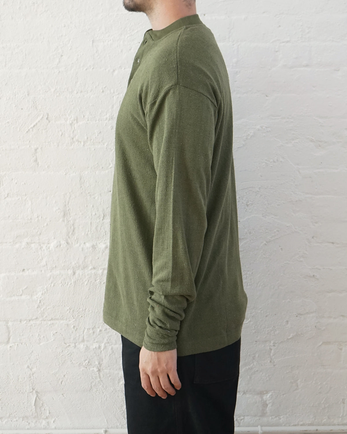 Silk Nep Henry Neck L/S / Green