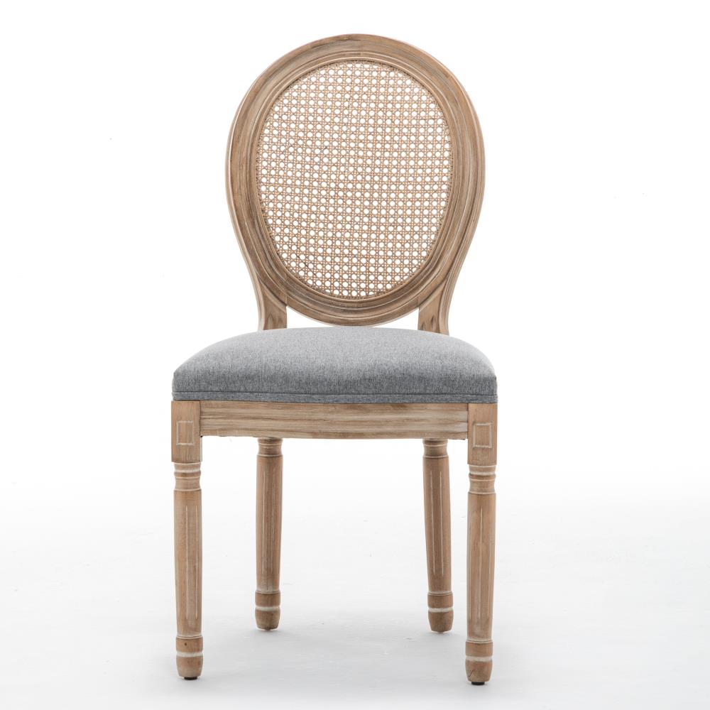Solid Wood Dining Chairs with Comfortable Cushions and Woven Rattan Back Panels
