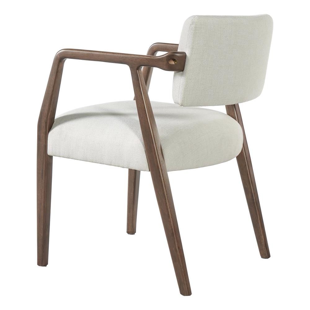 Mid-Century Upholstered Dining Chairs with Armrests and Solid Wood Frame