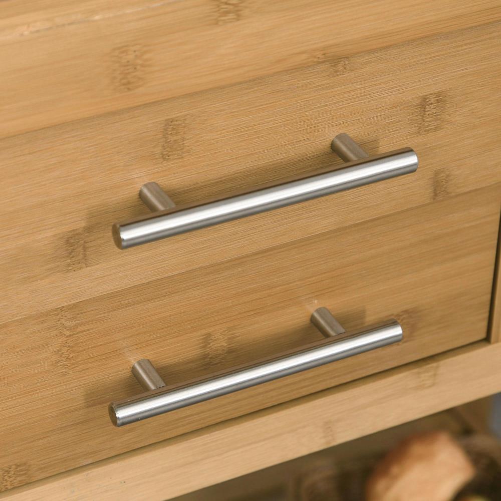 Rolling Bamboo Kitchen Trolley with Open Shelves