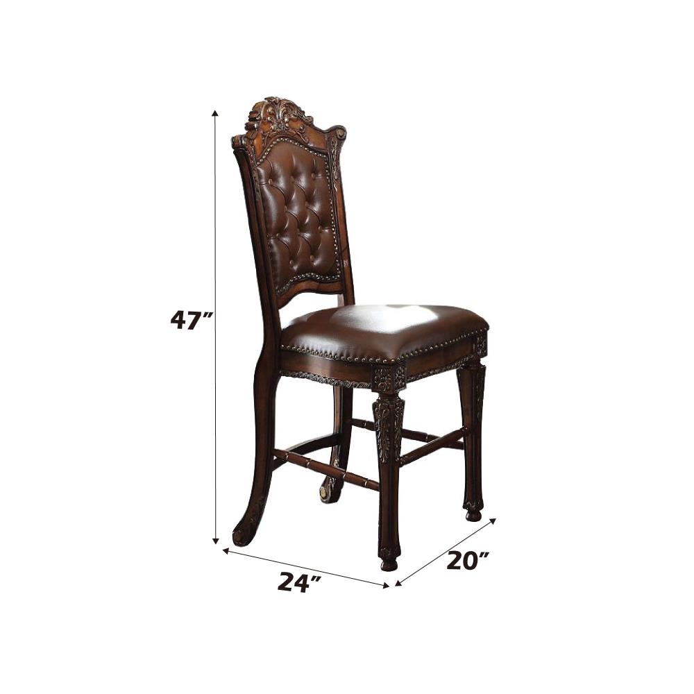 Vendome Synthetic Leather & Cherry Finish Counter Height Chair (Set of 2)