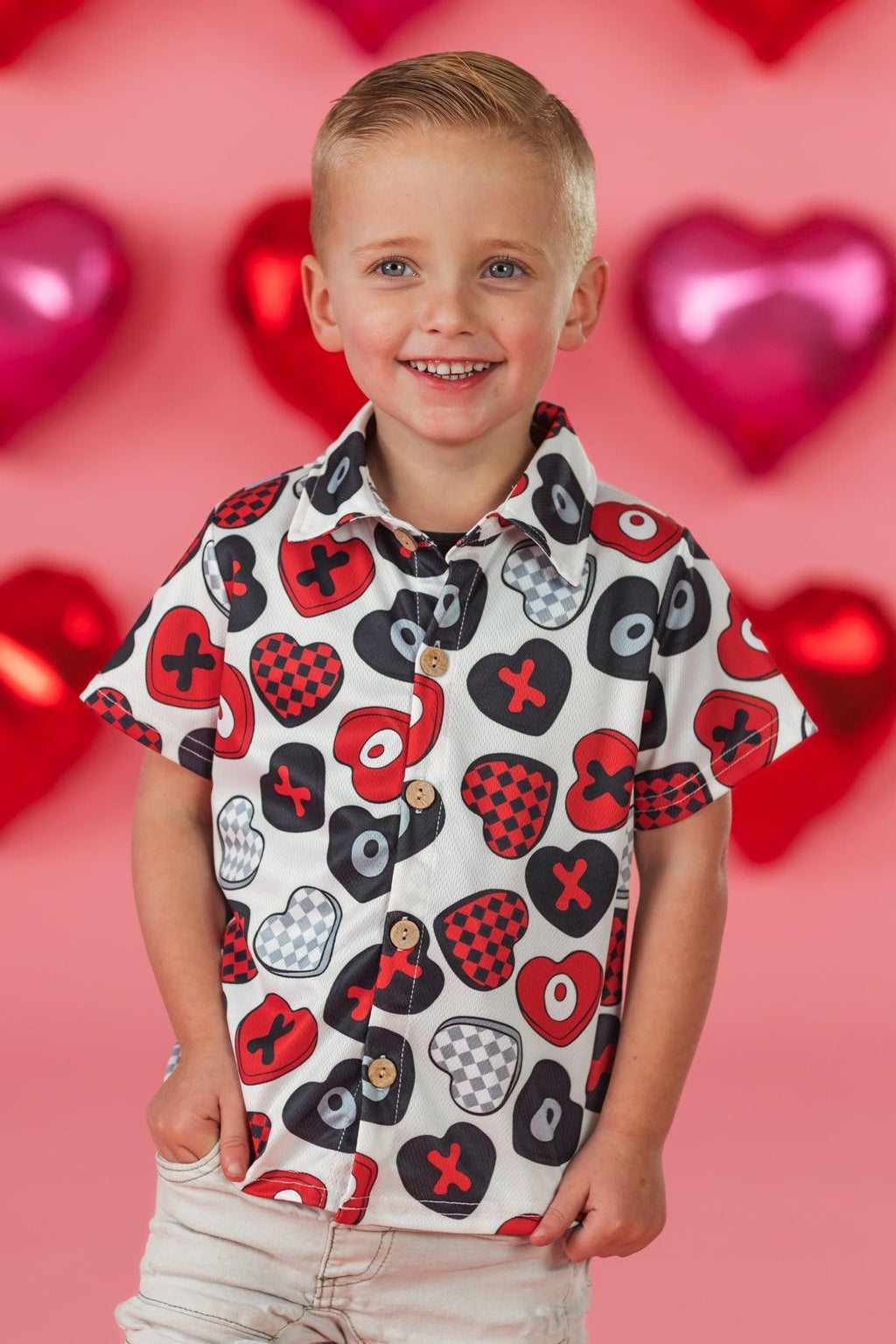 Candy Hearts Button Down Top
