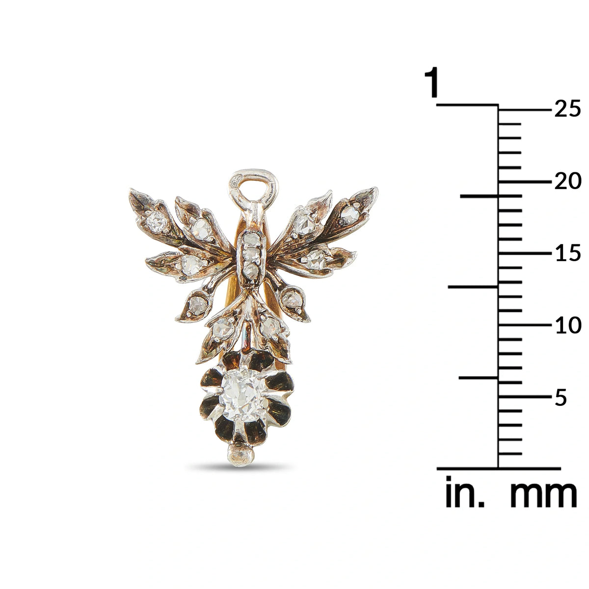 LB Exclusive Antique 18K Rose Gold and Silver 0.40ct Diamond French Pendant MF02-091426