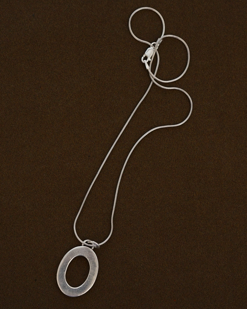 Silver Chain Necklace w/ Oval Charm