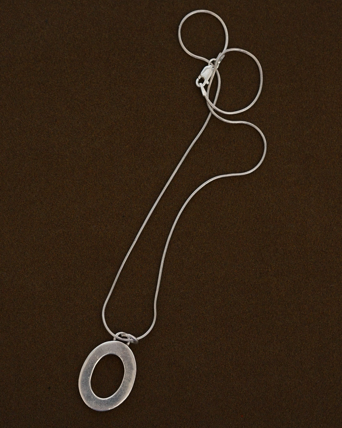 Silver Chain Necklace w/ Oval Charm