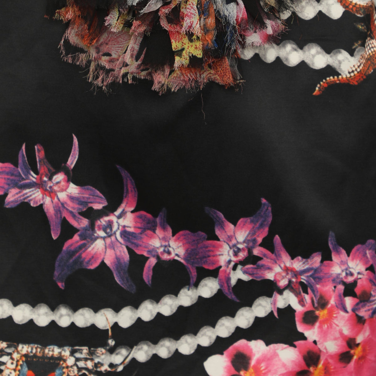 Just Cavalli Multicolor Printed Satin Ruffled Neck Blouse