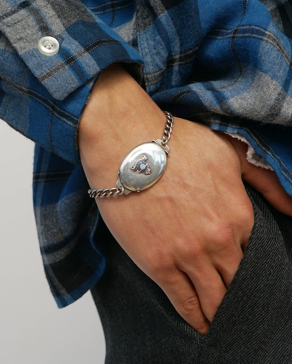 Silver Royal Canadian Air Force Locket Chain Bracelet