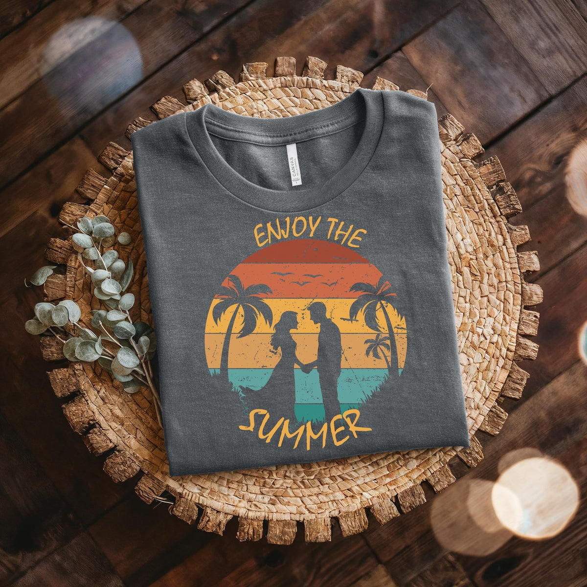 Couple On Vacation Unisex Cotton Comfortable Breathable Short Sleeve