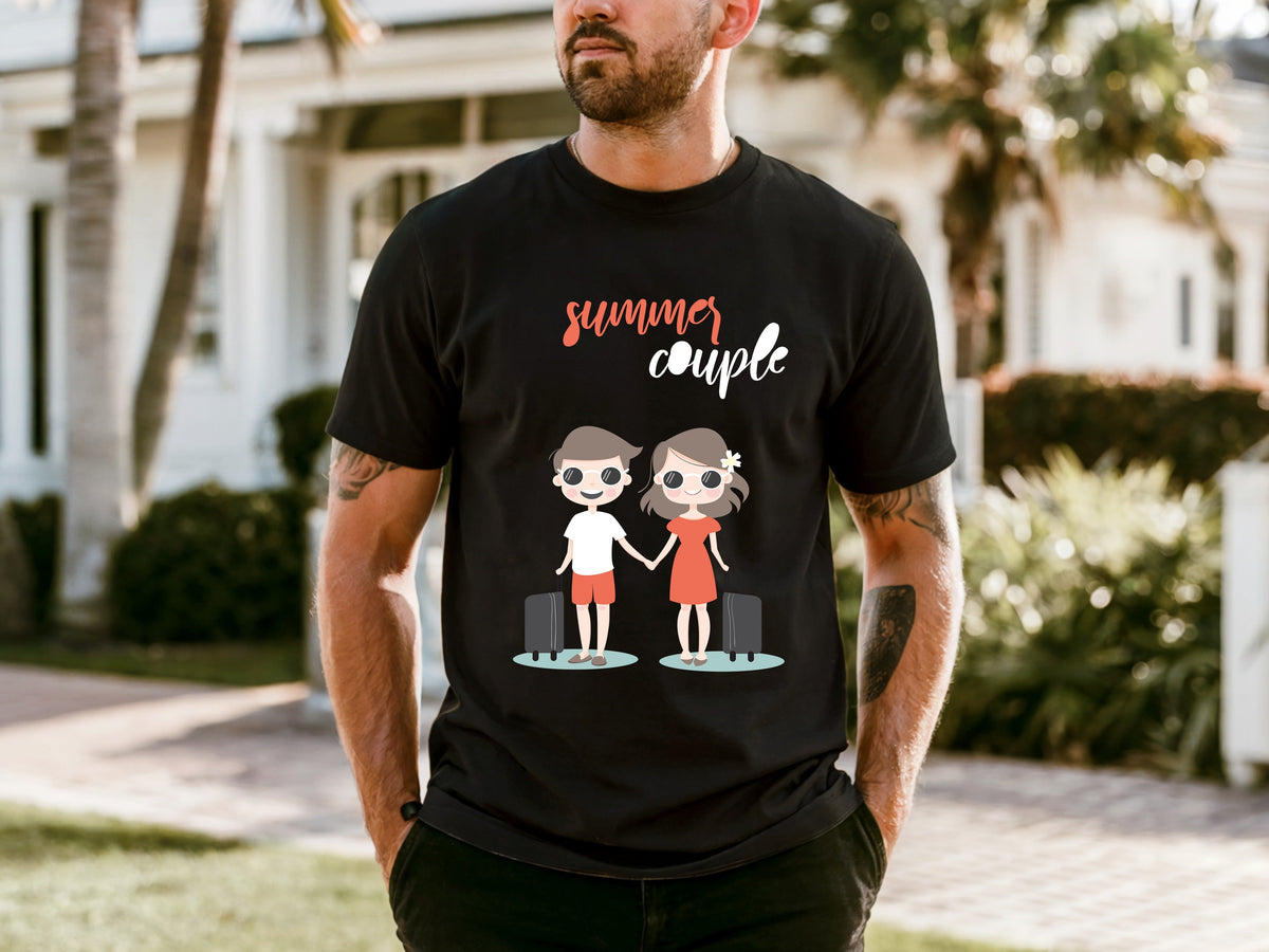 Couple On Vacation Men's Round Neck Loose Short Sleeve