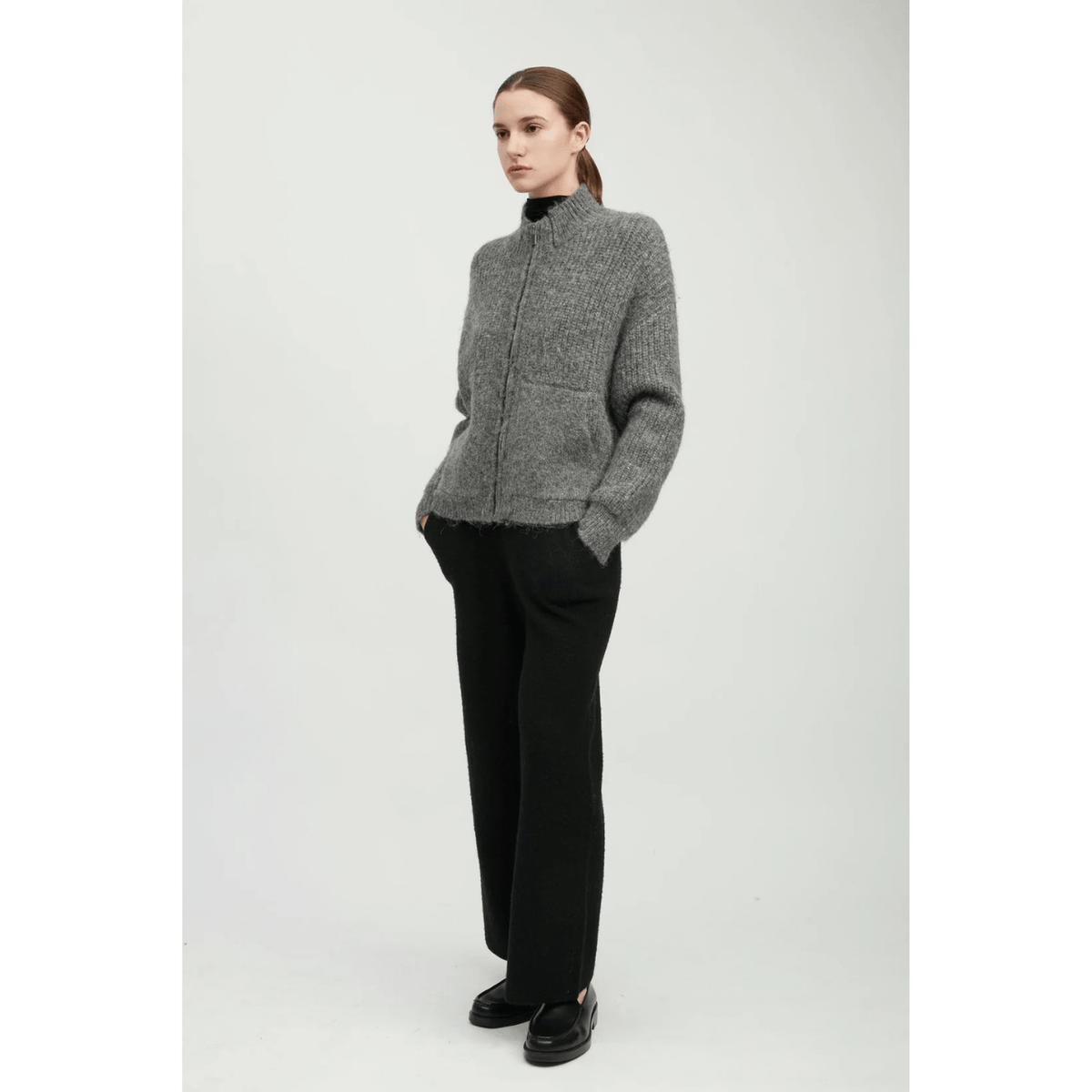 Alpaca Bomber Zip Cardigan
