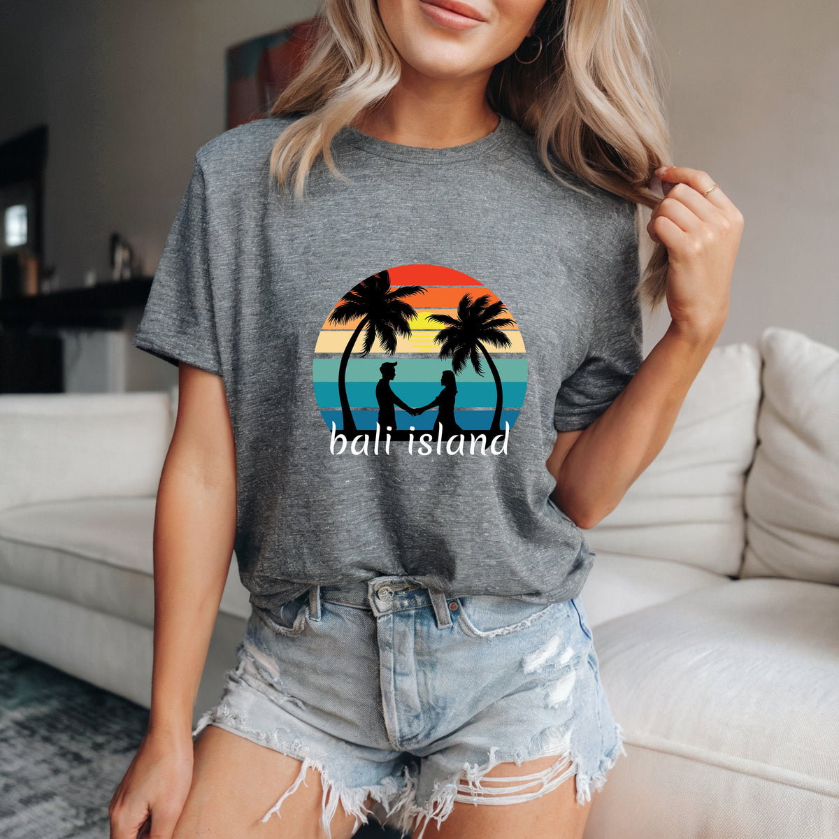 Couple On Vacation Women's Cartoon Cute Short Sleeves