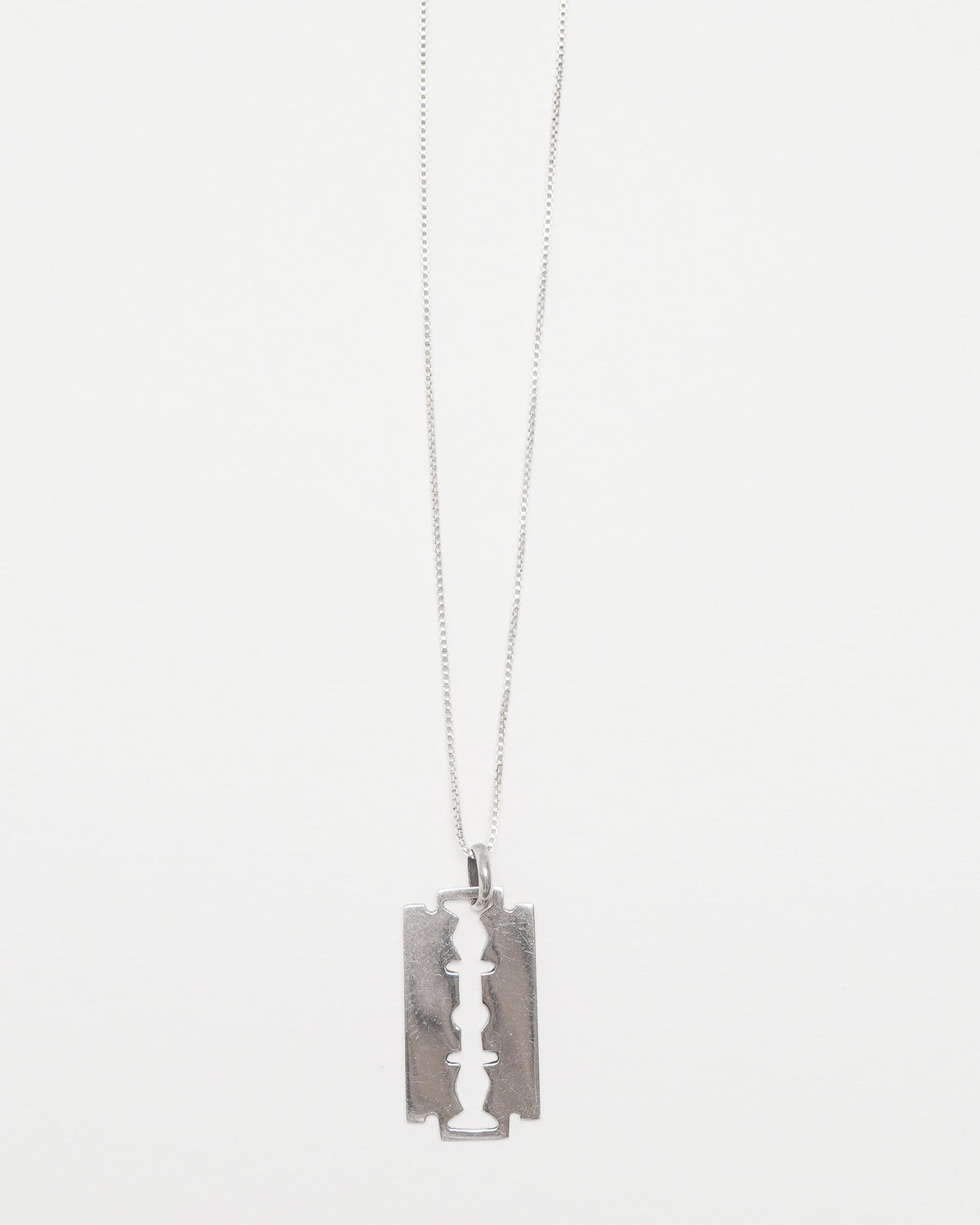 Silver Chain Necklace w/ Razor Blade Charm