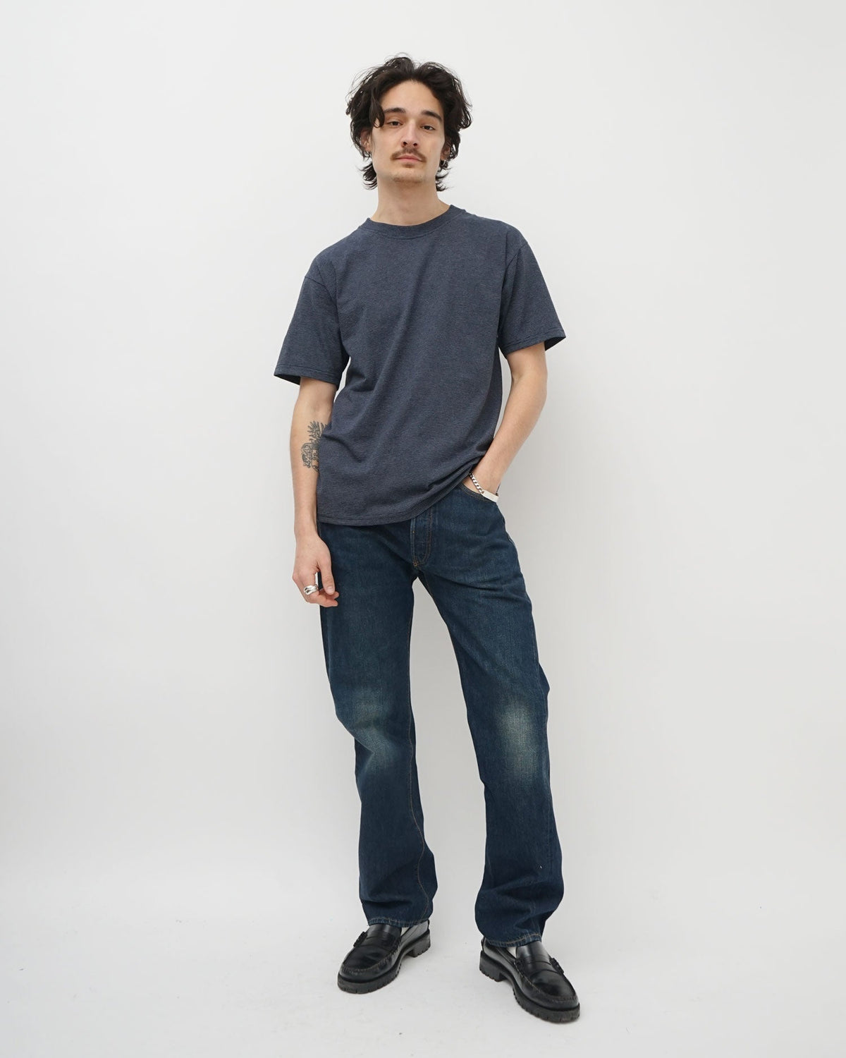 Micro Stripe T-shirt / Dark Blue