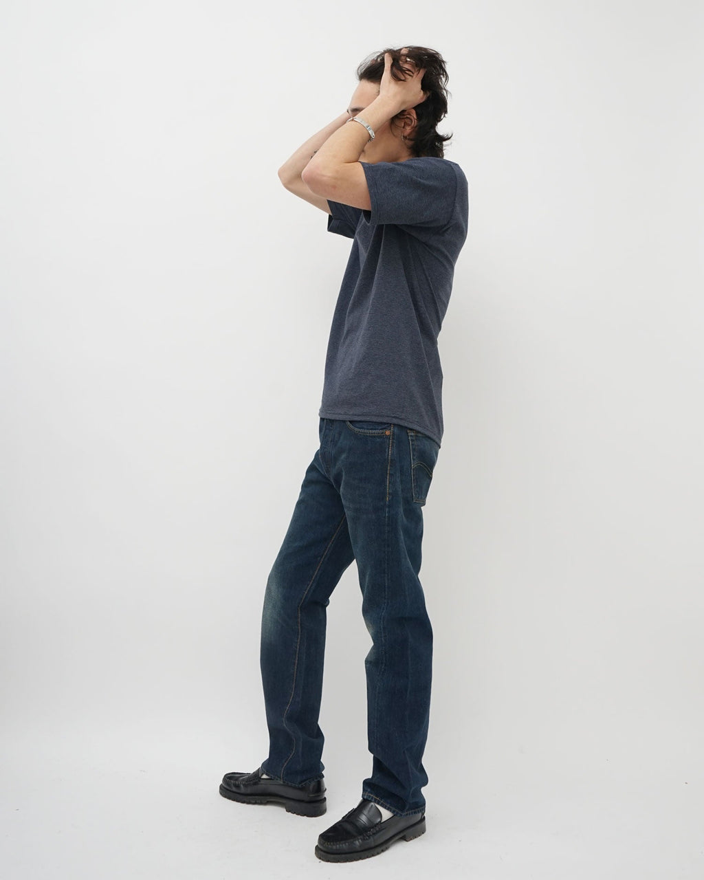Micro Stripe T-shirt / Dark Blue