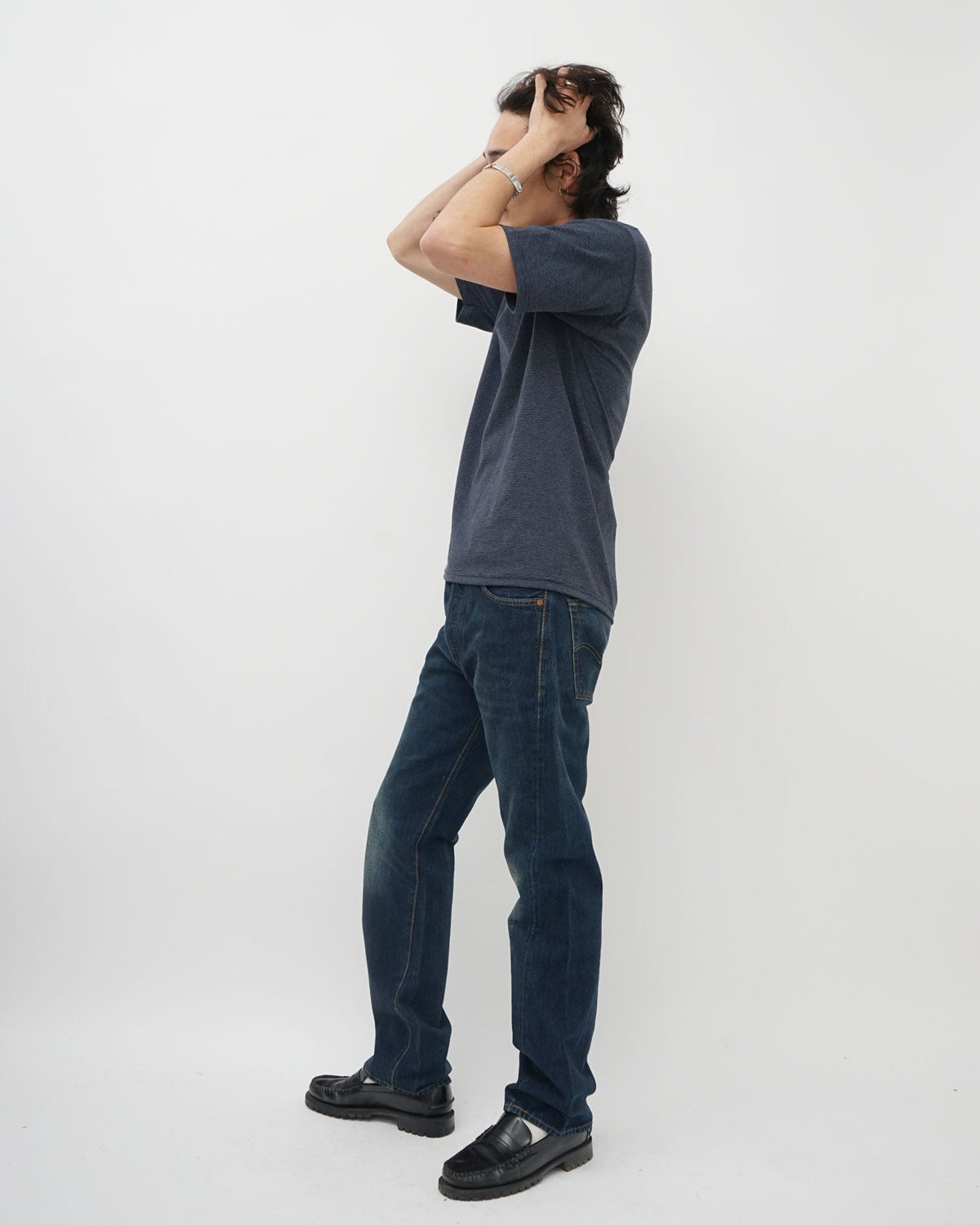 Micro Stripe T-shirt / Dark Blue