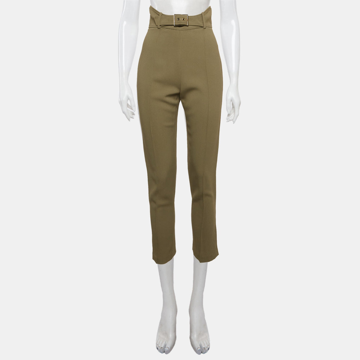 Elisabetta Franchi Green Crepe Slim Fit Trousers