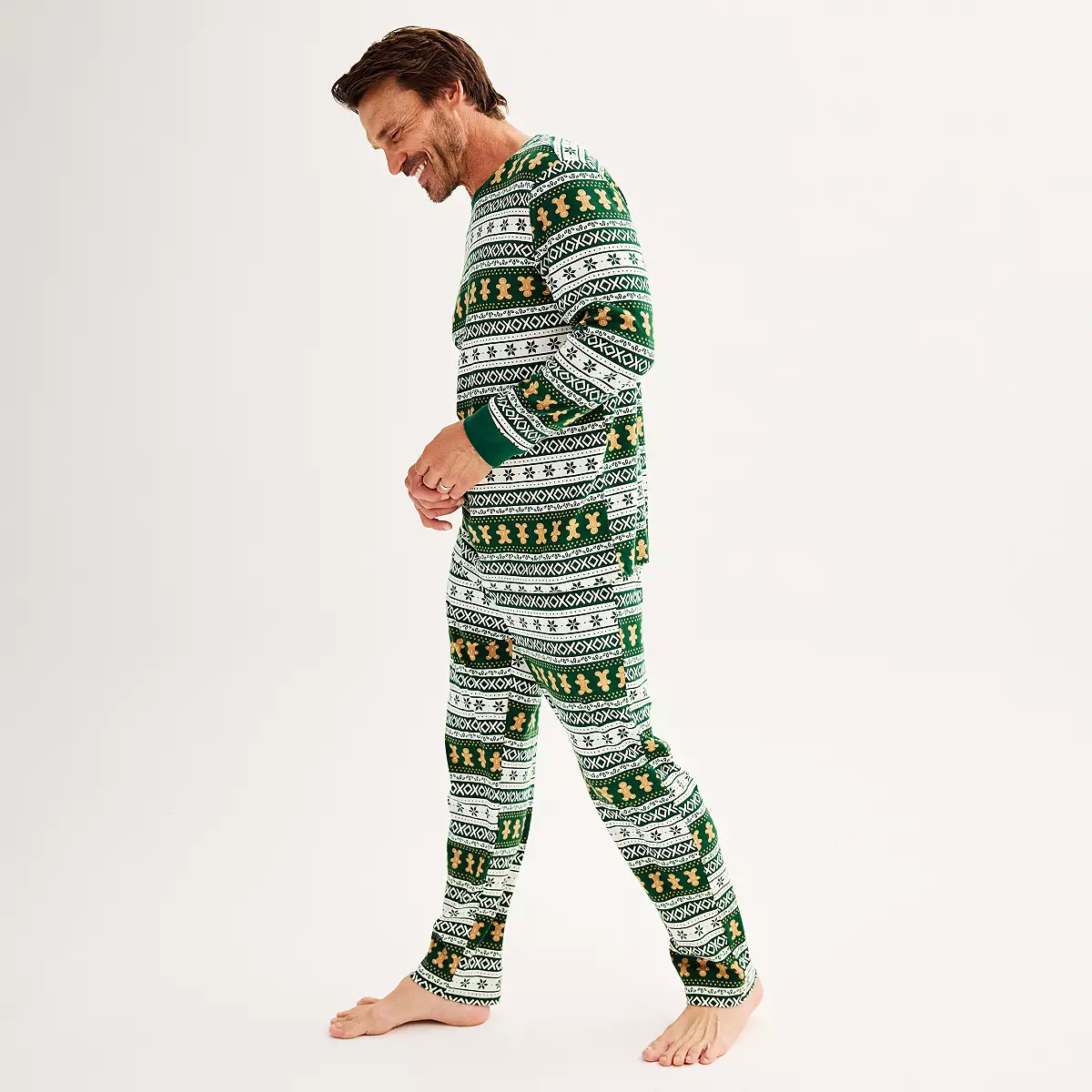 Green Gingerbread Matching Family Christmas Pajamas (Dog Pajamas Included)