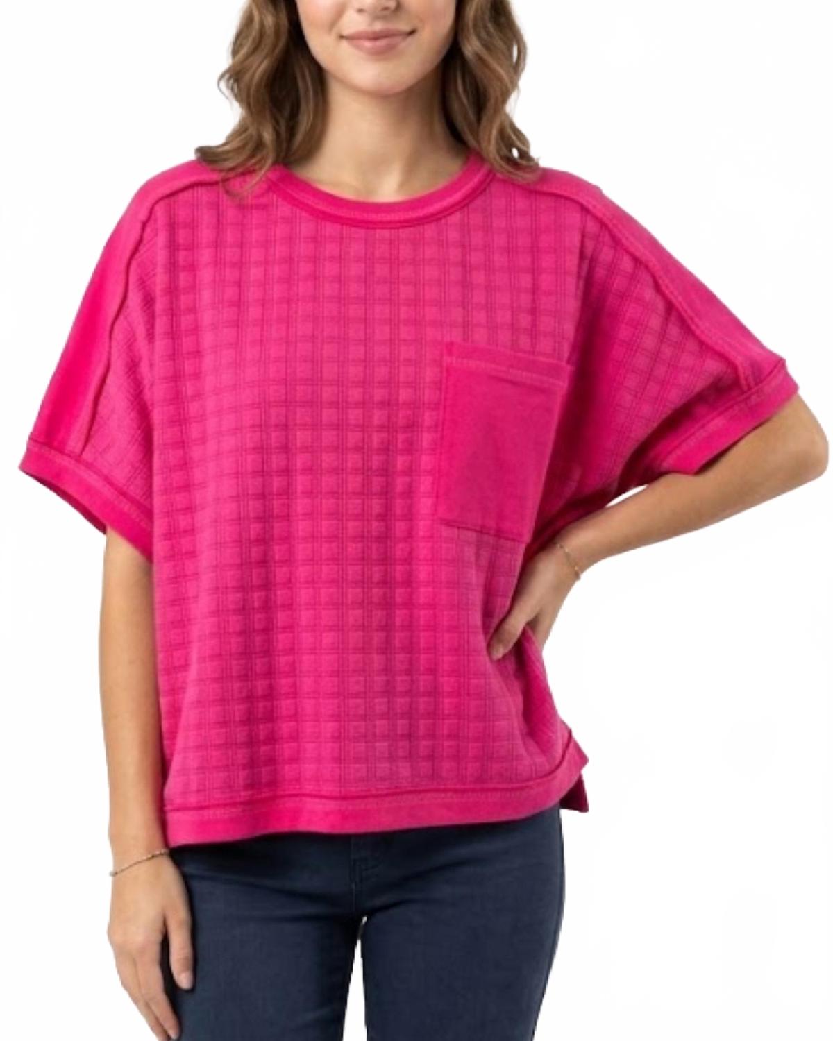 Tiny Squares Tee In Fuchsia
