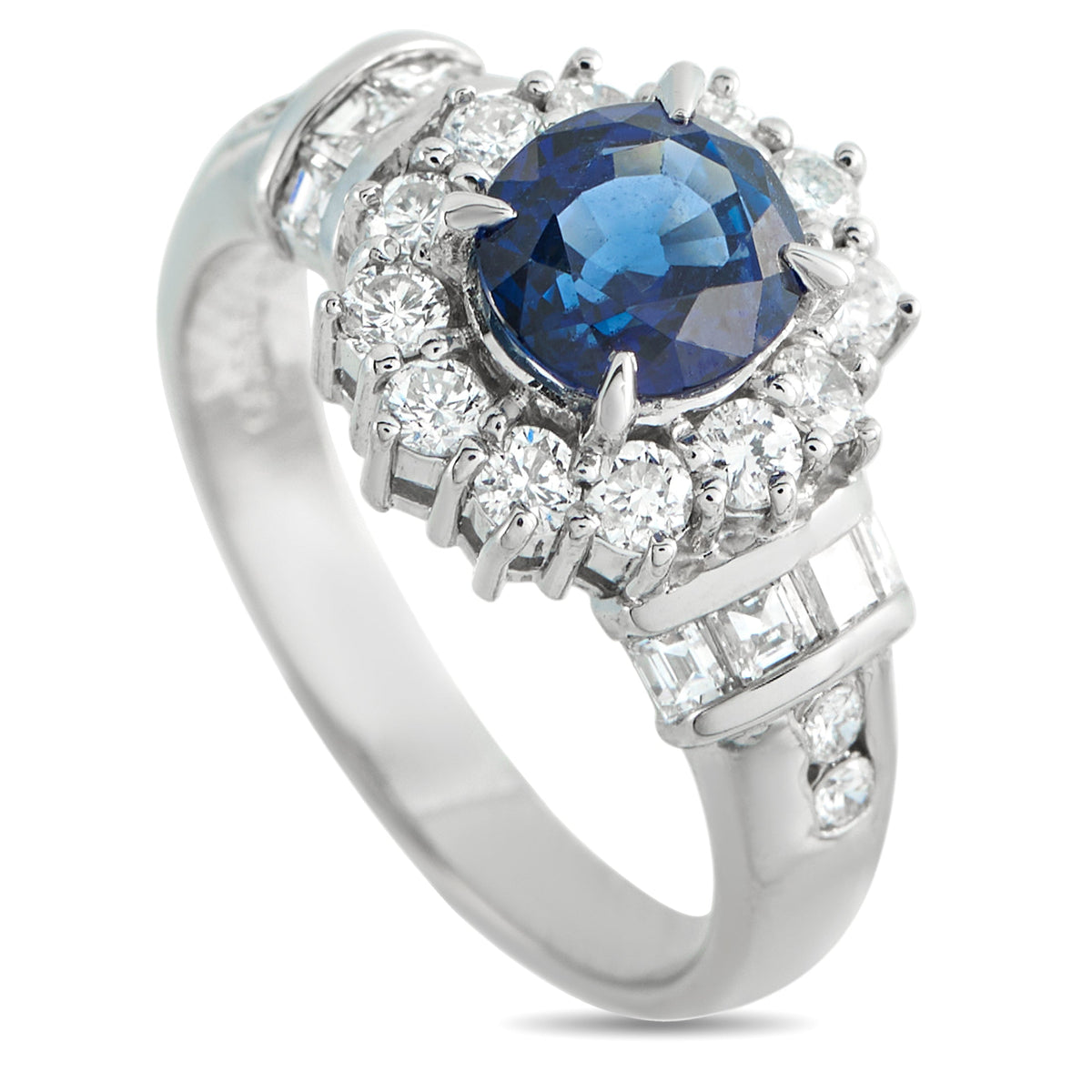 LB Exclusive Platinum 1.64ct Diamond and Sapphire Ring #5437