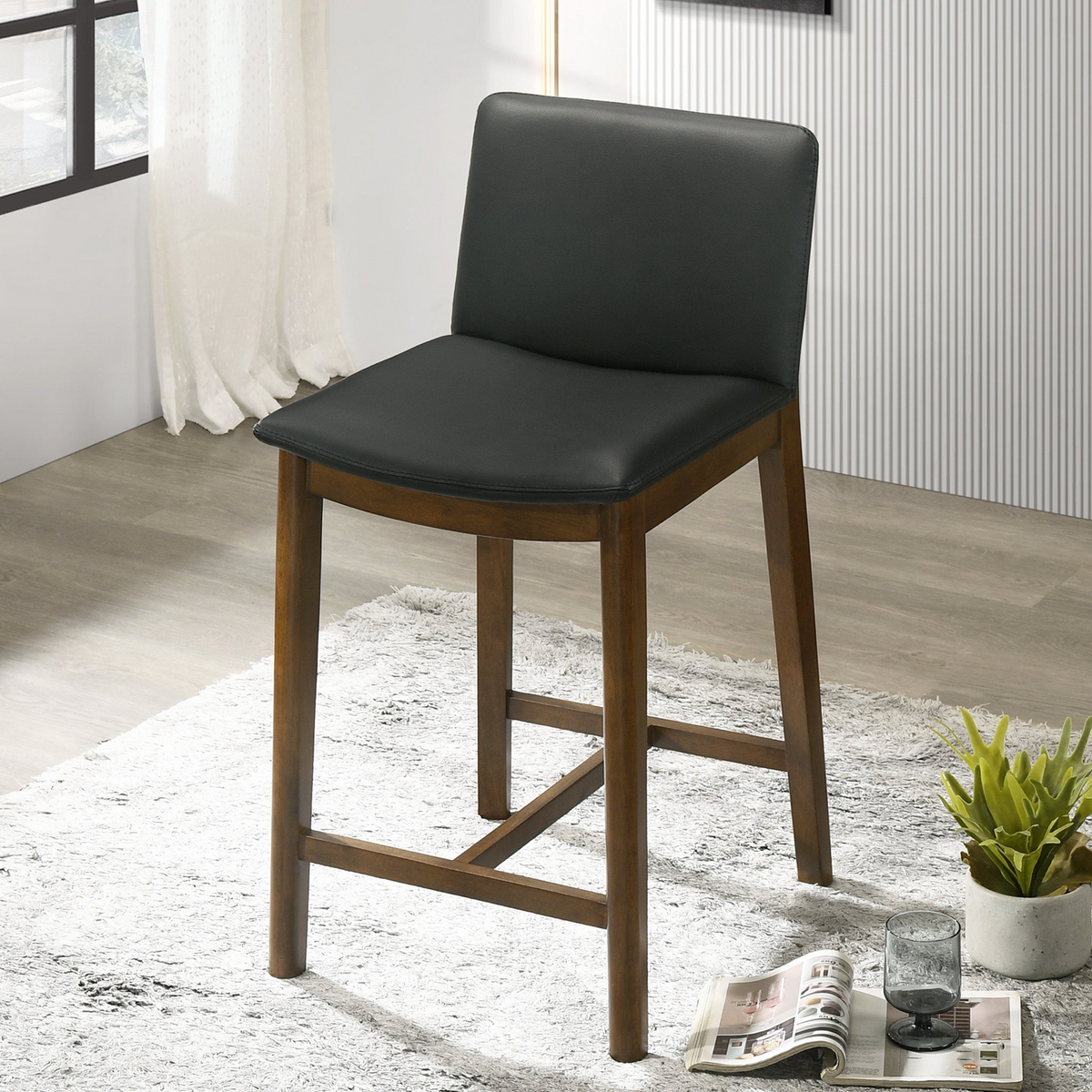 Contemporary Wood Frame Counter Chair