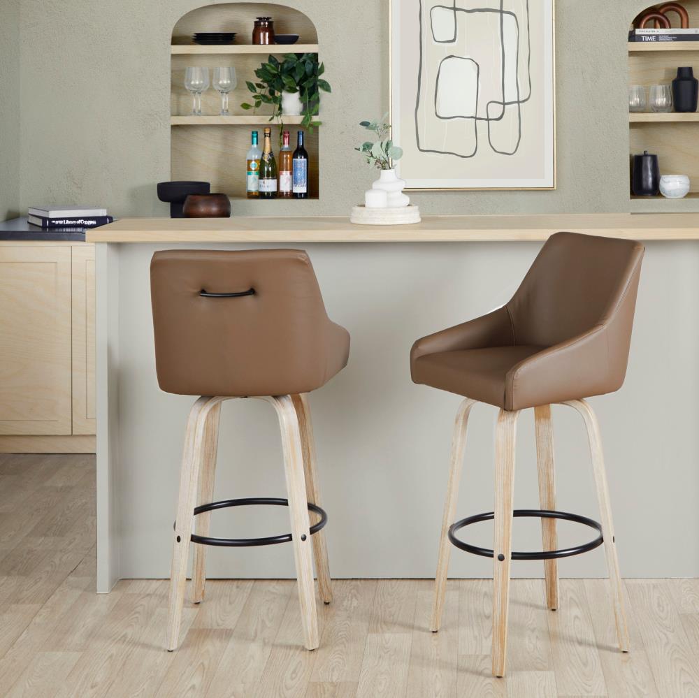 Modern Bar Chairs with Upholstered Cushions and Metal Footrests