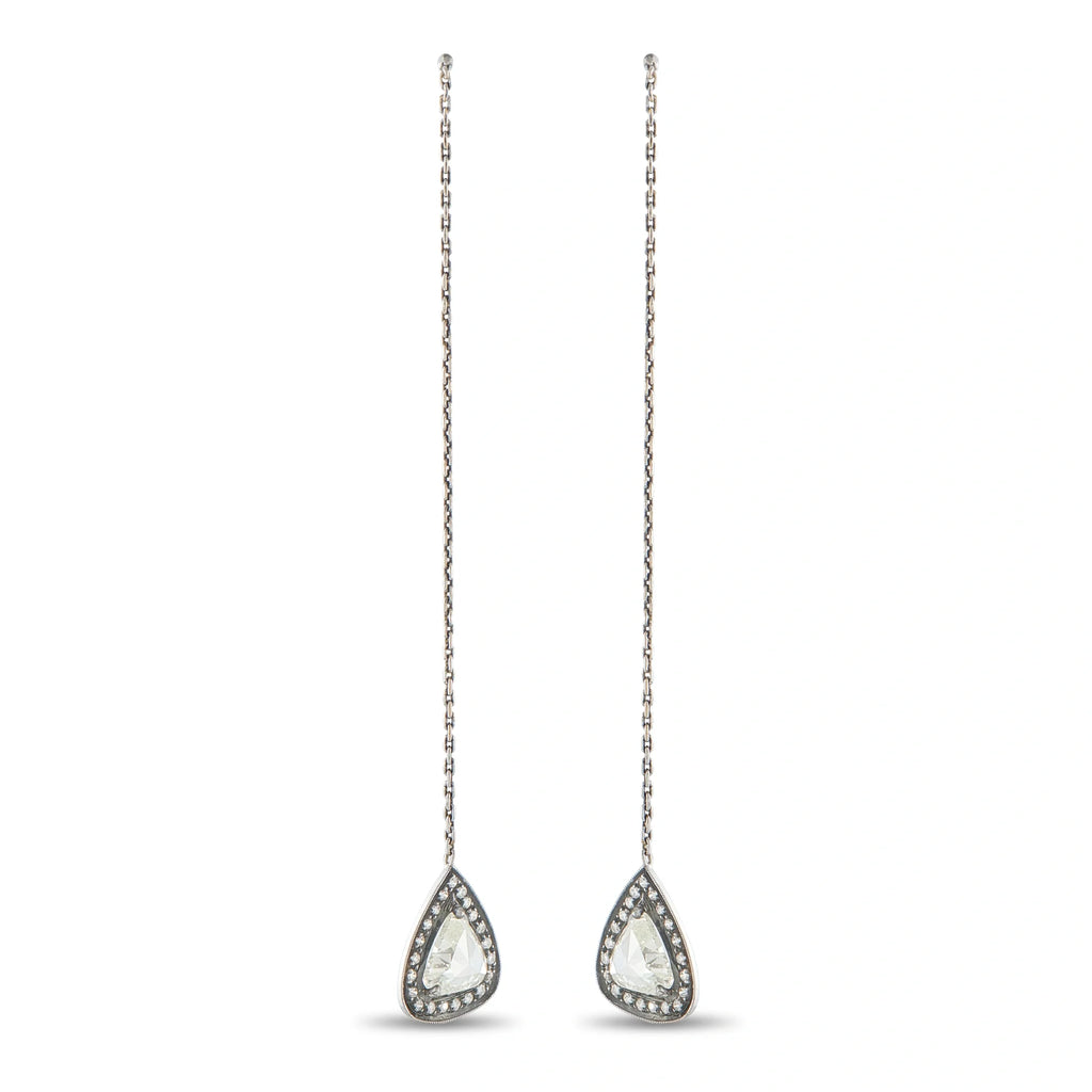 LB Exclusive 14K White Gold 3.23ct Diamond Dangle Earrings MF03-070726