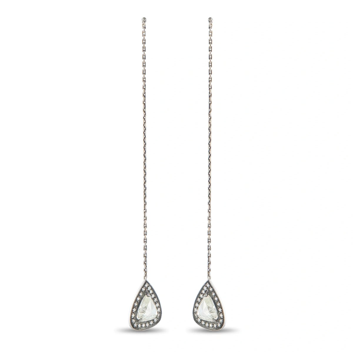 LB Exclusive 14K White Gold 3.23ct Diamond Dangle Earrings MF03-070726
