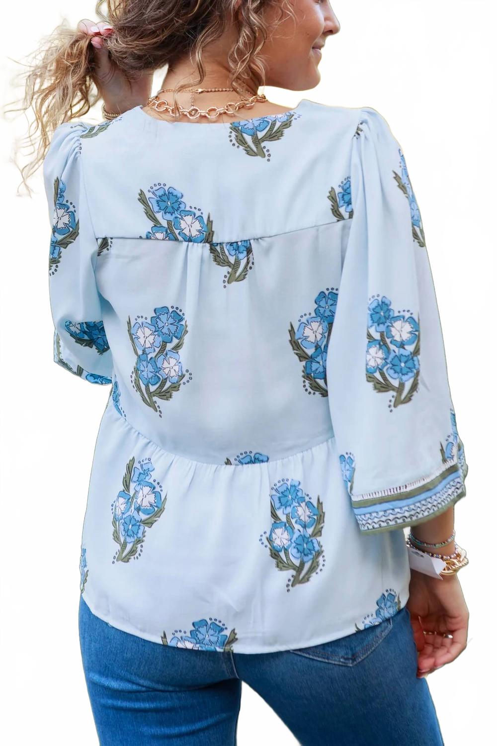Monroe Fable Floral Blouse In Blue