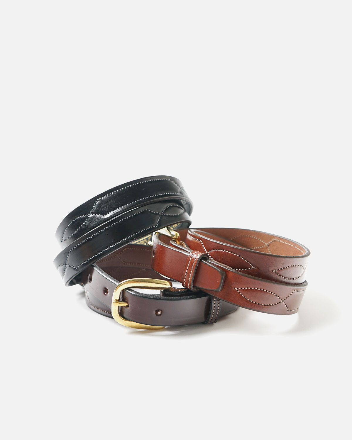 1" Repeated Stitch Leather Belt