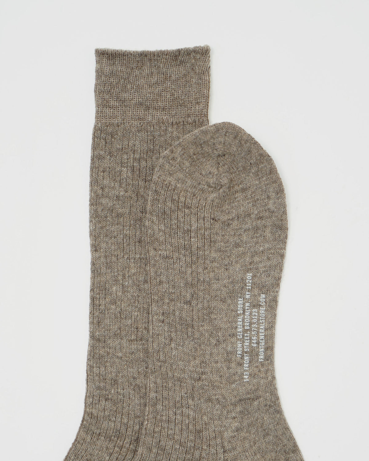 Cashmere Rib Crew Socks / Beige