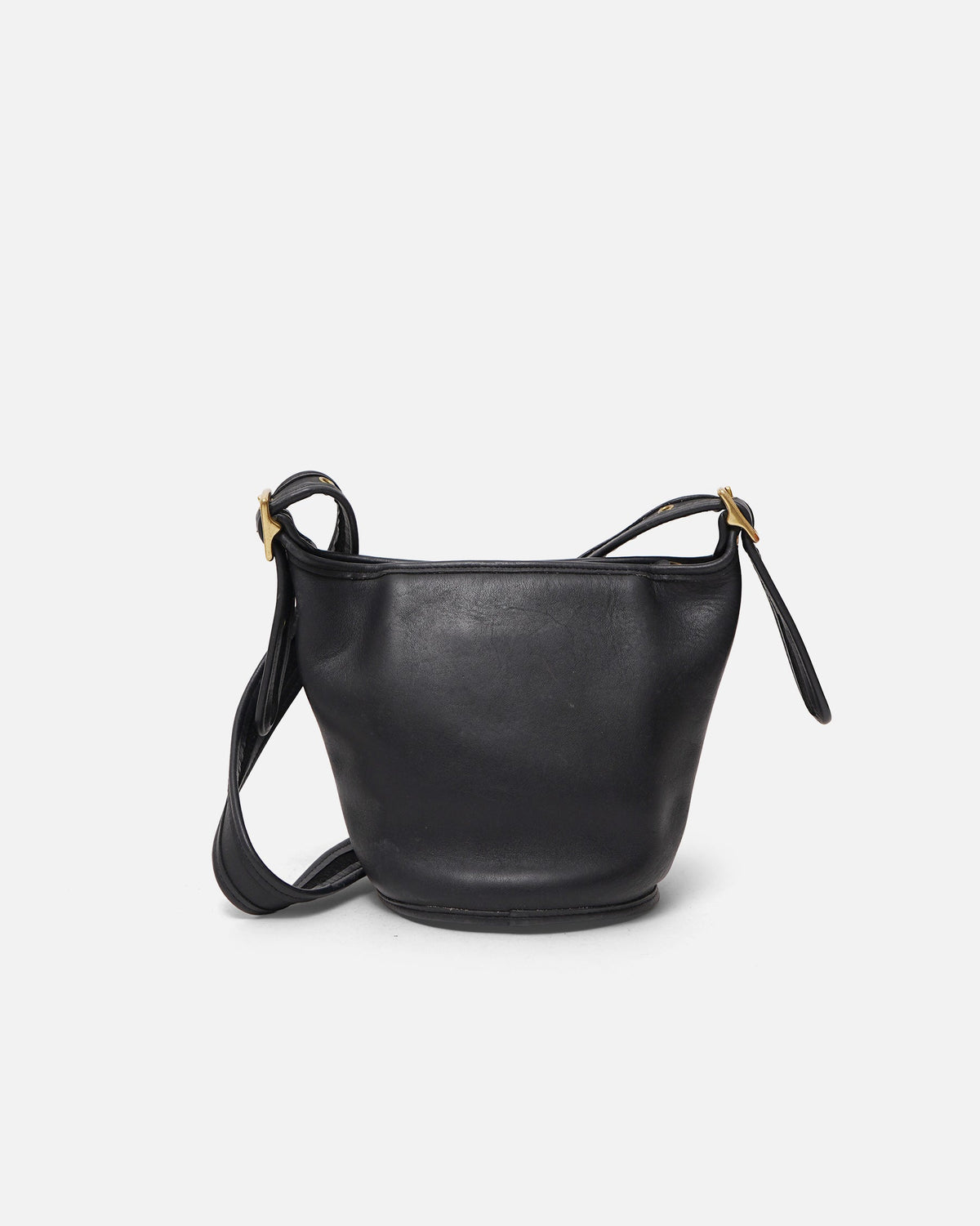 Black Leather Mini Bucket Shoulder Bag