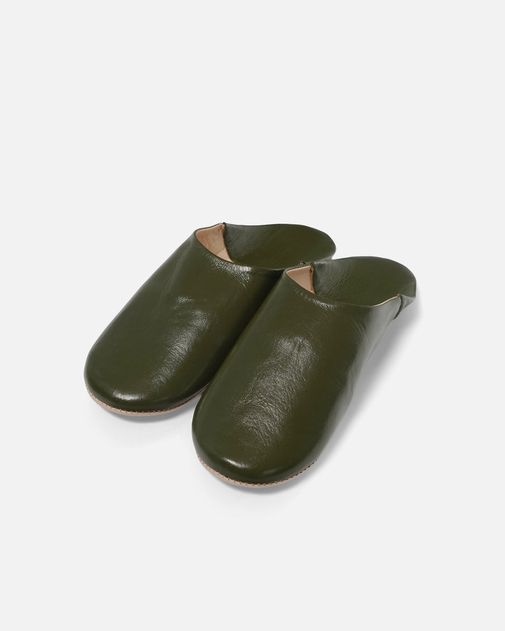 Moroccan Babouche Basic Slippers / Olive