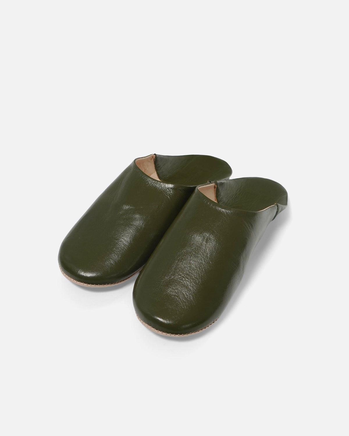 Moroccan Babouche Basic Slippers / Olive