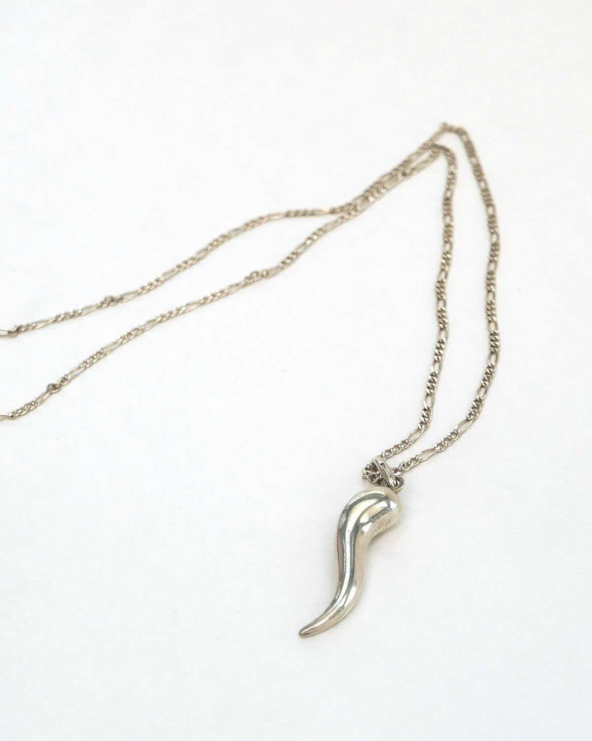 Silver Chain Necklace w/ Horn Charm