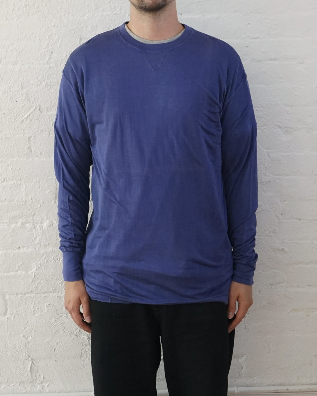 Silk Front V Tee L/S / Purple