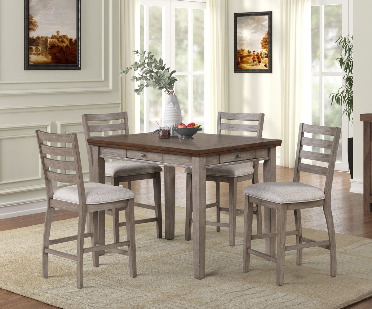 Farmhouse Counter Seating with Ladder Backs Set of 2