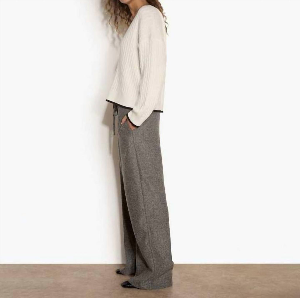 Oversized Cable Sweater With Contrast Trim In White