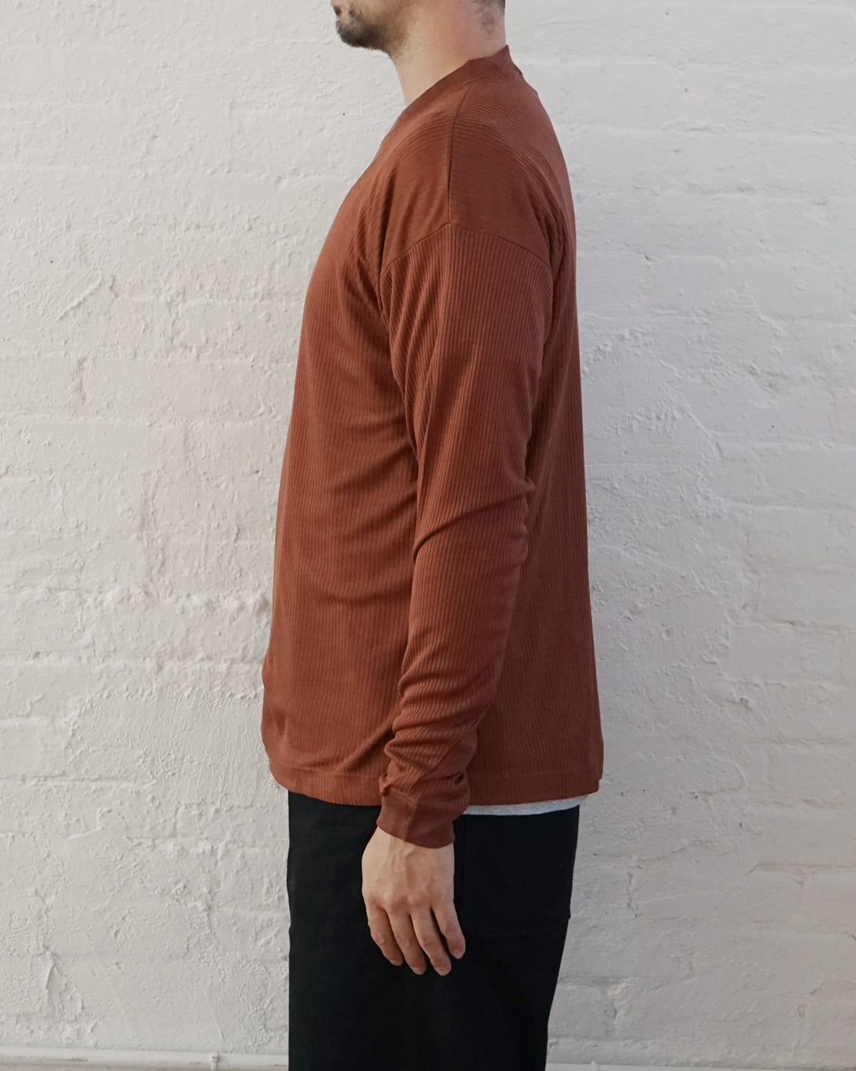 Silk Rib Tee L/S / Brown