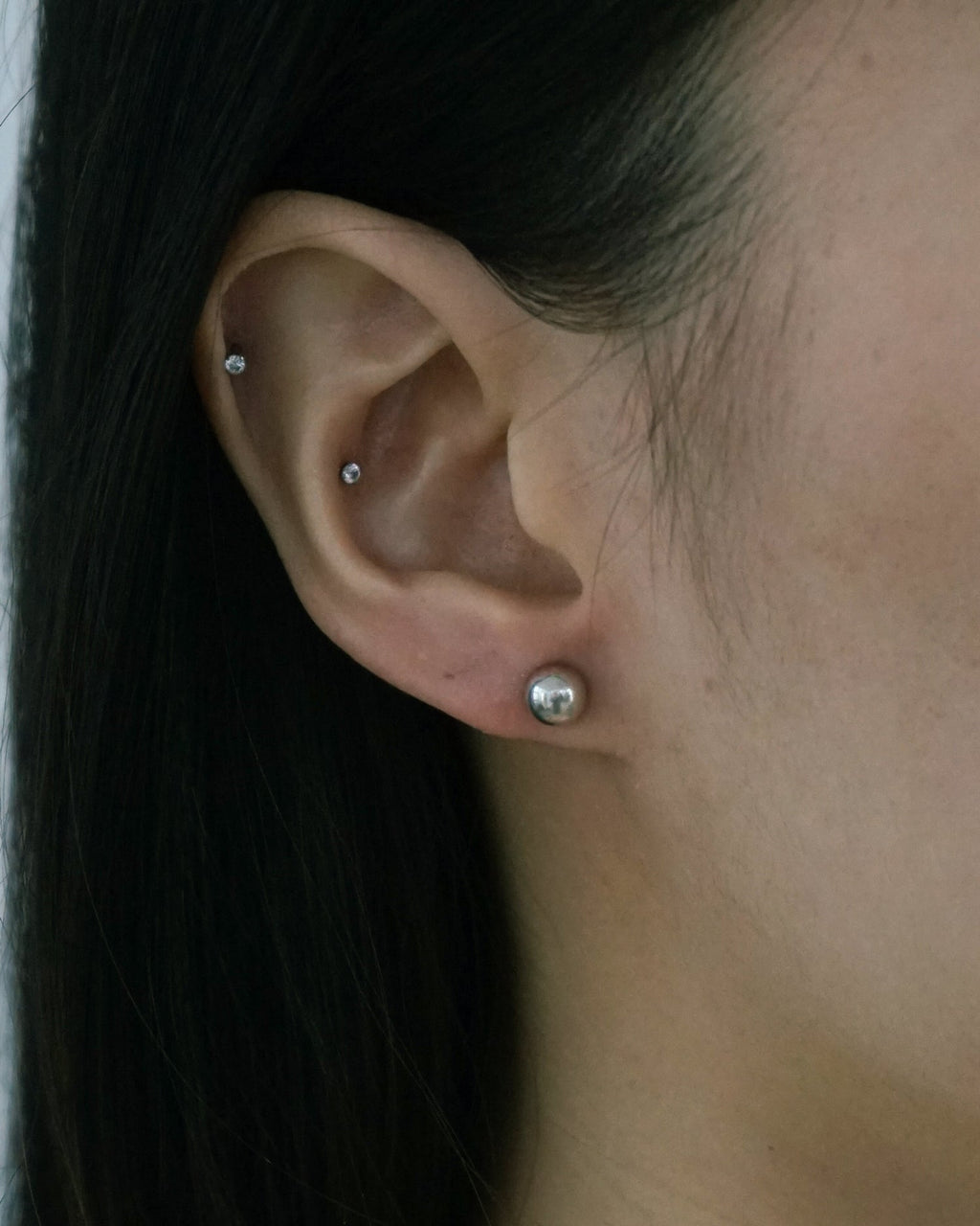 Silver Ball Stud Earrings