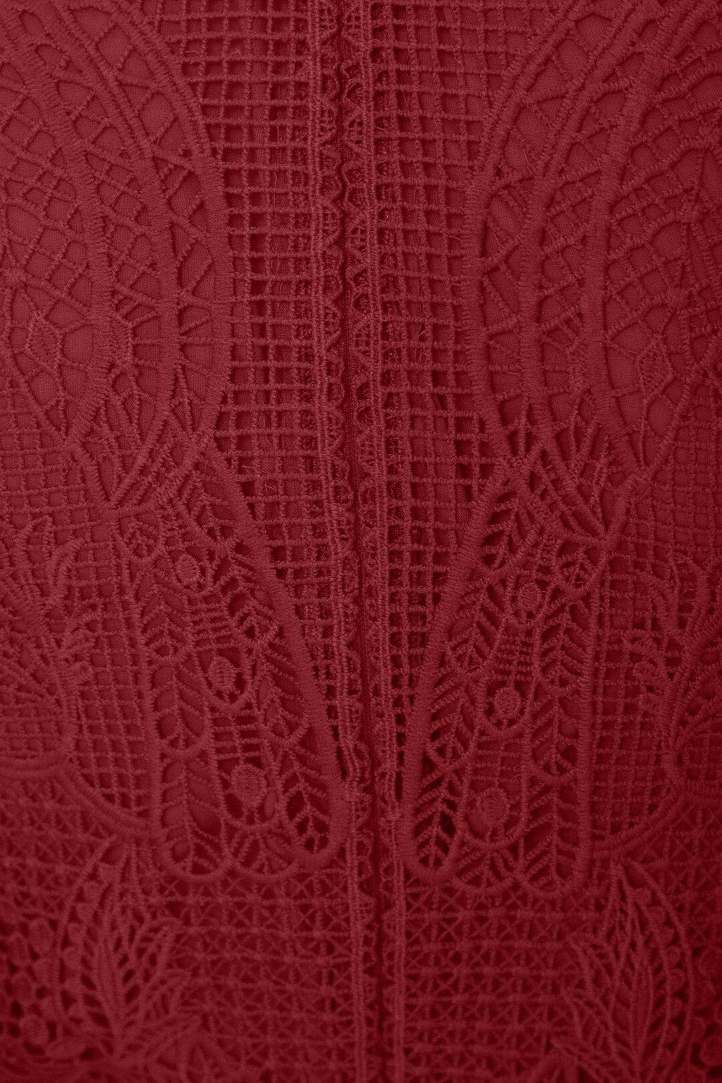 Dark Magenta Guipire Cut-Out Midi Dress