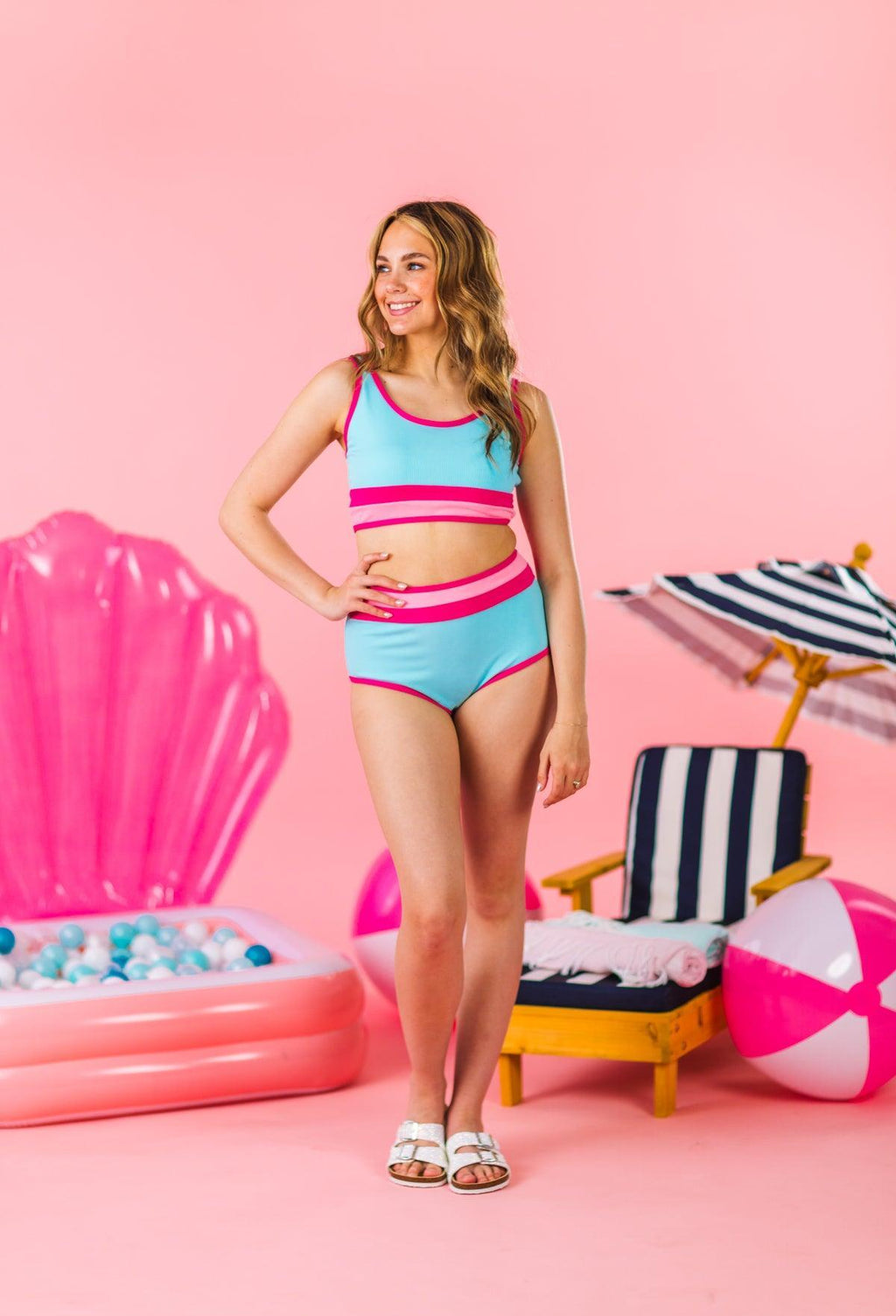 Mom & Me - Blue & Pink Stripe Bikini